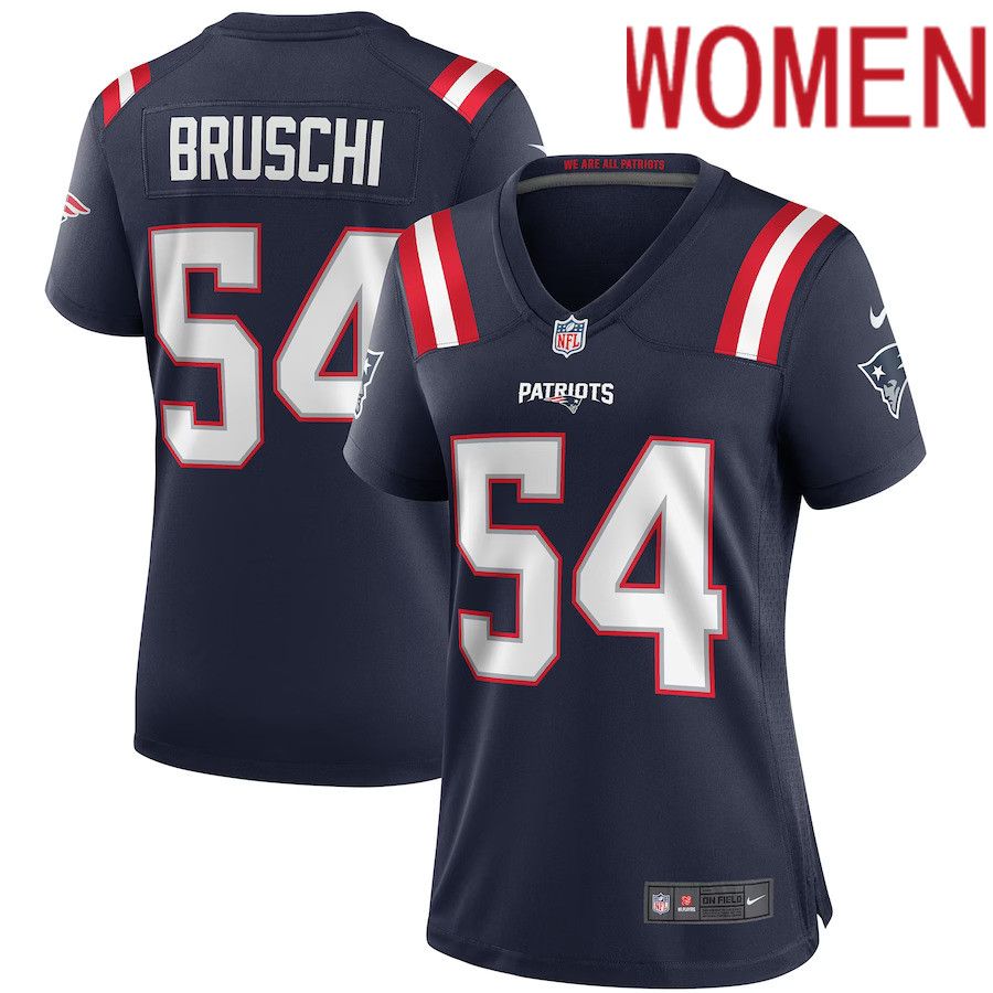Women New England Patriots 54 Tedy Bruschi Nike Navy Game Retired Player NFL Jersey
